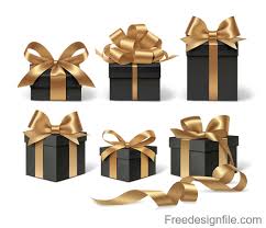Deluxe gift box bases, 8 x 8 x 5. Gloden Ribbon Bows With Black Gift Box Vector 02 Free Download