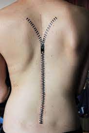 Zipper Tattoo Designs And Back Surgery Hardware Images Galleries Zipper Tattoo Tattoos Scoliosis Tattoo