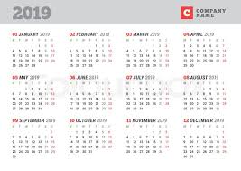 You can customize the calendar to start with any year, month, and day of the week. Calendar Template For 2019 Year Stock Vector Colourbox