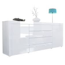 Vladon Sideboard Chest Of Drawers La Paz Carcass In White High Gloss Front In White High Gloss With A Frame In White High In 2020 Home Goods Decor Furniture Sideboard