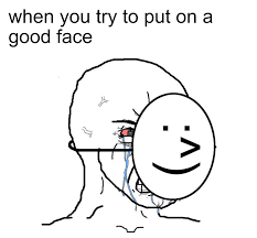 Crying Wojak Feels Guy Smile Mask Meme Template
