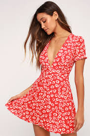 Garden Explorer Red Floral Print Mini Dress Mod And Retro Clothing In 2020 Summer Dresses For Women Printed Mini Dress Backless Mini Dress