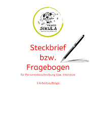 Steckbrief Bzw Fragebogen Personenbeschreibung Interview Unterrichtsmaterial Im Fach Deutsch Personenbeschreibung Steckbrief Berufliche Bildung