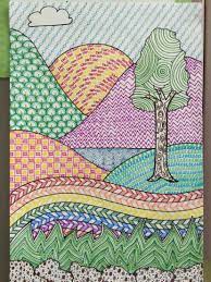 Line Design Landscape Art Project By Meredith Terry Line Art Projects Elementary Art Pattern Art