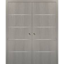 Doors to the compare list. Sartodoors Double Pocket Doors 56 X 80 With Frames Planum 0020 Grey Oak Rail Hardware Wood Sliding Closet