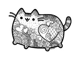 Pusheen Inspired Zentangle With Mandalas Great Coloring Page Cat Coloring Page Unicorn Coloring Pages Animal Coloring Books