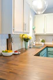 End grain butcherblock countertops have a minimum thickness of 2 1/2″. How To Install Butcher Block Countertops Hey Let S Make Stuff