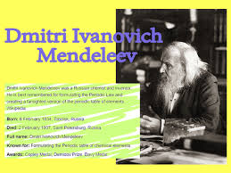Cool online chemistry videos, dictionary, tools, etc. Dmitri Mendeleev Quotes Chemistry Mendeleev Contribute In Atomic Theory