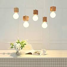 Gbly Suspension Luminaire Led Pendentif Bois Lampe 5 Lampes Pour Cuisine Chambre Amazon Fr Luminaires Et Eclaira Suspension Luminaire Luminaire Led Luminaire