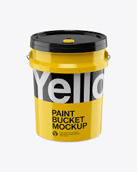 5l Glossy Paint Bucket Mockup Front View High Angle Shot Studio Mockups
