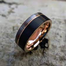 Black Silver Rose Gold Tungsten Ring Mens Ring Mens Wedding Etsy Mens Wedding Rings Black Rose Gold Mens Wedding Band Engagement Rings For Men