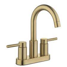 Glacier Bay Dorind 4 In Centerset 2 Handle High Arc Bathroom Faucet In Matte Gold Hd67110w 604405 The Home Depot Bathroom Faucets High Arc Bathroom Faucet Gold Bathroom Faucet