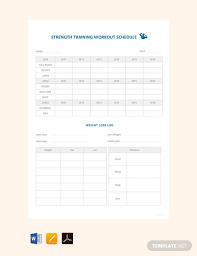 free strength training workout schedule template pdf