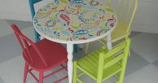 Colorful Painted Child S Table And Chairs Lovely Etc Kids Table And Chairs Kid Table Paint Kids Table