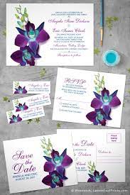 Blue Bom Dendrobium Orchid Painting Wedding Invitation In 2021 Painted Wedding Invitation Orchid Wedding Invitations Flower Wedding Invitation