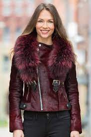Andromeda Calfskin Leather Jacket With Detachable Raccoon Fur Collar Leather Jackets Women Fur Street Style Fur Collar Jacket