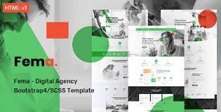 Fema Digital Agency Bootstrap4 Scss Template Stylelib Digital Agencies Business Website Templates Professional Website Templates