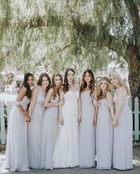 Dove Gray Maids To Go With Those Loose Waves Get This Effortlessly Chic Look On Brideside Com Grey Bridesmaid Dresses Bridesmaid Dresses Grey Bridesmaid Gowns