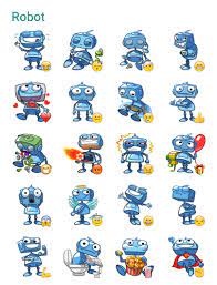 Blue Robot Sticker Pack Telegram Stickers Hub The Biggest Collection Of Telegram Stickers Robot Cute Emo Stickers Telegram Stickers