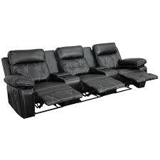 The soft leather will keep you comfortable as you sit down with friends and family for movie… Flash Furniture 3 Seat Leather Reclining Home Theater Seating In Black Bt 70530 3 Bk Gg