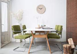 zuiver zuiver set 2 stoelen ridge rib armleuningen groen furniture home decor dining chairs