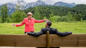 The photo that merkel shared showed her leaning across a table looking stern while. That Time Obama And Angela Merkel S Conversation Turned Into A Scene From The Sound Of Music Abc News