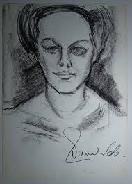 Italian School Drawing Signed 1966 Ritratto maschile o femminile 47x34cm  Firmato
