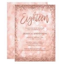 Rose Gold Debut Simple 18th Birthday Decoration Ideas At Home Rose Gold Faux Glitter Lights 18th Birthday Invitation Zazzle Com 18th Birthday Cards Birthday Invitations Rose Gold Invitations