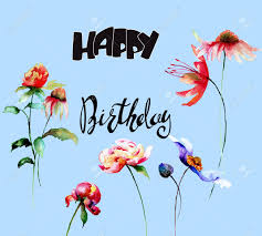 Find the perfect happy birthday greeting card flowers stock photo. Flowers With Title Happy Birthday Watercolor Illustration Template Stock Photo Picture And Royalty Free Image Image 102318225