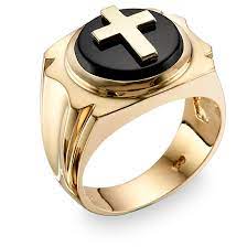 Sterling silver textured cross wedding ring. 14k Gold Black Onyx Cross Ring For Men