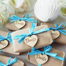 Saponette profumate x segniaposti e prezzo : Set Di 5 Saponette Personalizzate Con Nastro E Cuore Di Legno Con Nome Idea Bomboniera Battesimo Olalla