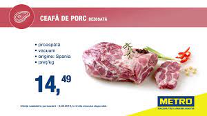 Ceafa de porc la cuptor,o friptura frageda si suculenta,care se prepara foarte simplu si este delicioasa.alaturi de o salata verde,muraturi sau garnitura de legume. Metro Ultrafresh Oferta Ceafa De Porc 6 8 03 2019 Youtube