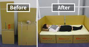 How to make cardboard chest with drawers storage units step by step diy tutorial instructions 512x2695 how to make cardboard chest with draw. Boxes Into Beds Brilliant Idea Helps Earthquake Victims In Japan Bored Panda