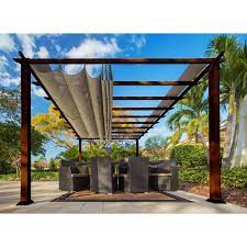 Paragon Outdoor Paragon 11 Ft X 16 Ft Pergola With The Look Of Chilean Wood And Sand Color Canopy Pr16wd2s T Aluminum Pergola Pergola Shade Pergola Designs