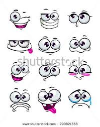 Set Of Funny Cartoon Faces Different Emotions Isolated On White Funny Cartoon Faces Cartoon Faces Cartoon Eyes