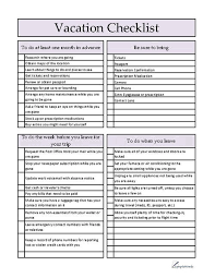 Vacation Checklist Download And Print Pdf Document Vacation Checklist Funeral Planning Checklist Vacation Planning Checklist