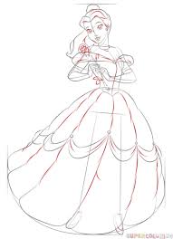 How To Draw Belle From Beauty And The Beast Step By Step Drawing Tutorials Disney Drawing Tutorial Cartoon Drawings Disney Drawings