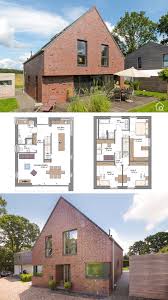 Modernes Einfamilienhaus Mit Satteldach Klinker Fassade Minimalistisch Bauen Haus Grundriss Ideen Haus Grundriss Haus Design Modernes Haus