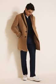 Heavy structure straight design fabric with wool houndstooth design structured design long sleeve loops removable belt side flap pockets button fastening on the front section inner lining the garments labelled as committed are products that have been produced using sustainable fibers or processes. Moss 1851 Tailored Fit Camel Double Faced Overcoat