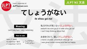 JLPT N3 Grammar: てしょうがない・てしかたがない (te shou ga nai/shikata ga nai) Meaning –  JLPTsensei.com