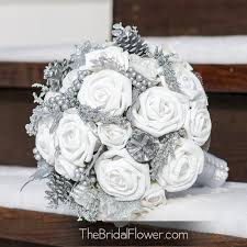 Silver Gray Wedding Bouquets Winter Wedding Bouquet Winter Wonderland Wedding Winter Bridal Bouquets