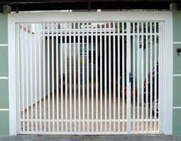 Portao De Ferro Branco Simples Vigas De Ferro Na Vertical Portao De Metalon Portao De Garagem Portao De Casa