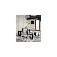 Crafted of durable melamine—with an exotic wood grain effect—this table and bench set sets a new standard for style and substance. Waylowe Dining Room Table And Benches Set Of 3 By Signature Design By Ashley 400310485 Turner S Budget Furniture