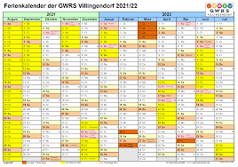 Anzahl der arbeistage, ferientage und feiertage pro monat und pro jahr. Gwrs Villingendorf Schulferien Und Bewegliche Ferientage 2021 2022