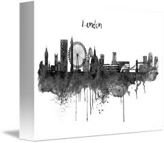 Black And White Skyline Art London Black And White Skyline Watercolor By Marian Voicu In 2020 Framed Art Prints Watercolor Art Prints Skyline Painting