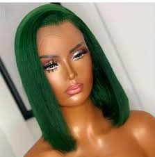 12 inch Dark Green 13x4HD Lace Straight Bob Human Hair Wigs