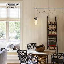Peesin Pendant Light Cord Kit With Switch Vintage 15ft Twisted Hemp Rope Plug In Hanging Light Kit Industrial Pendant Hemp Manor