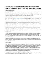 Salon invi represents style, sophistication & personal inspiration in hair. Ppt Salon Invi In Andover Gives 20 Discount For All Teacher Hair Cuts For Back To School Promotion Powerpoint Presentation Id 7982905