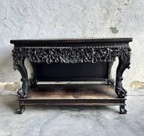 Console Antique Sculpté à la Main de la Dynastie Qing, Chine, 1860