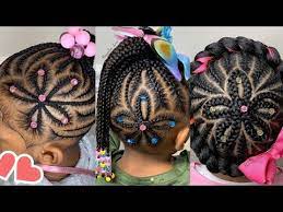 Flower Braid Design Hairstyles How To Braid Flower In Hair Youtube Kids Braids With Beads Little Black Girls Braids Toddler Braided Hairstyles